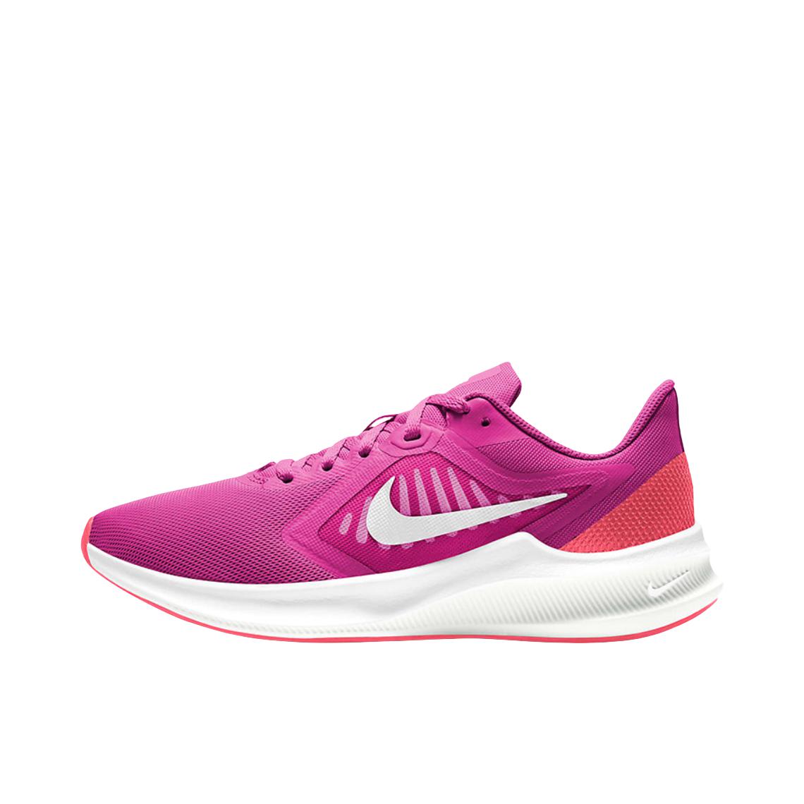 推荐商品：Nike Downshifter 1 跑鞋 网面透气耐磨缓震轻便防滑舒适支撑合成革织物运动 女款/紫色/白色