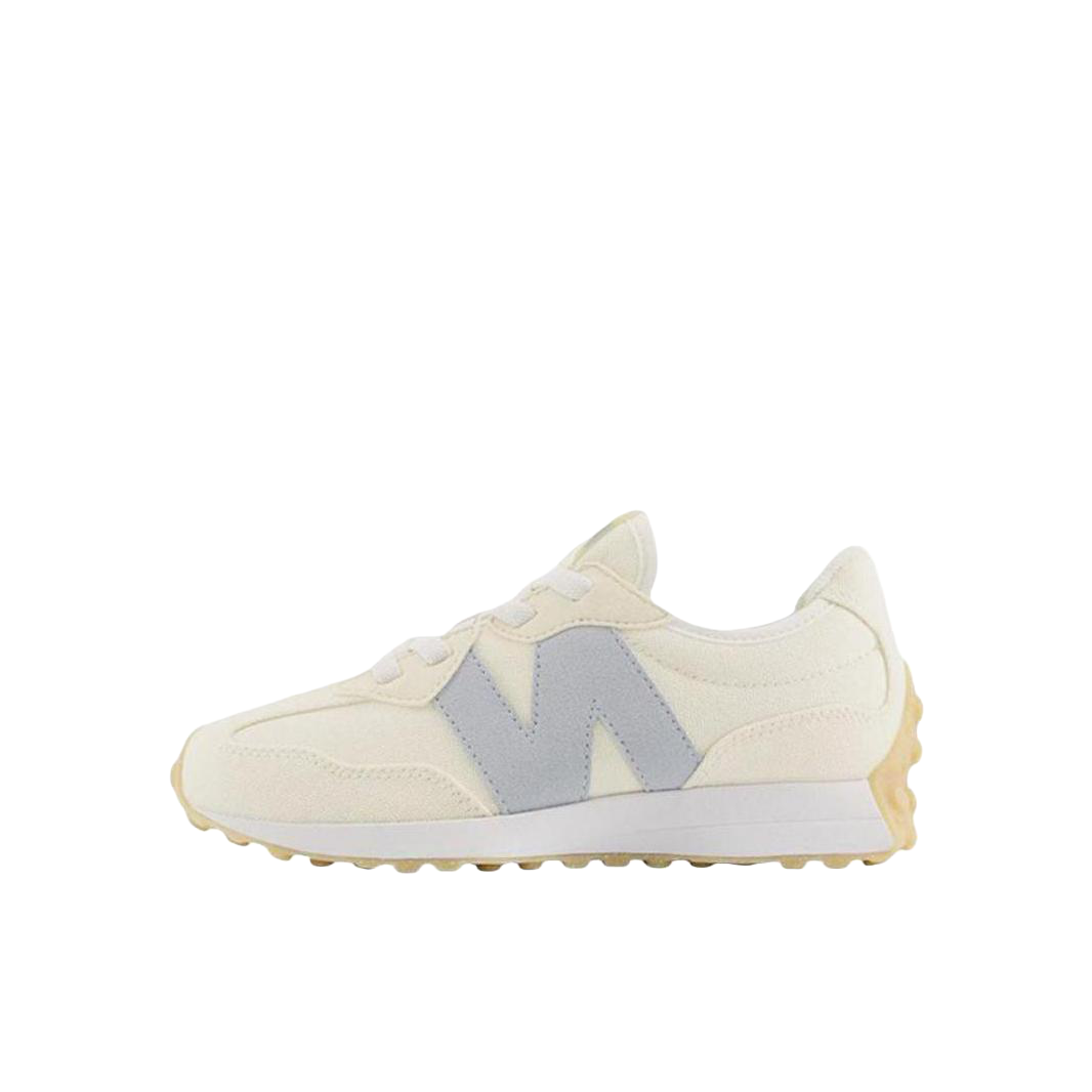推荐商品：New Balance 327 减震 耐磨 防滑 中小童 软底 网面 绒面革 运动鞋儿童 M宽/小童/米白色