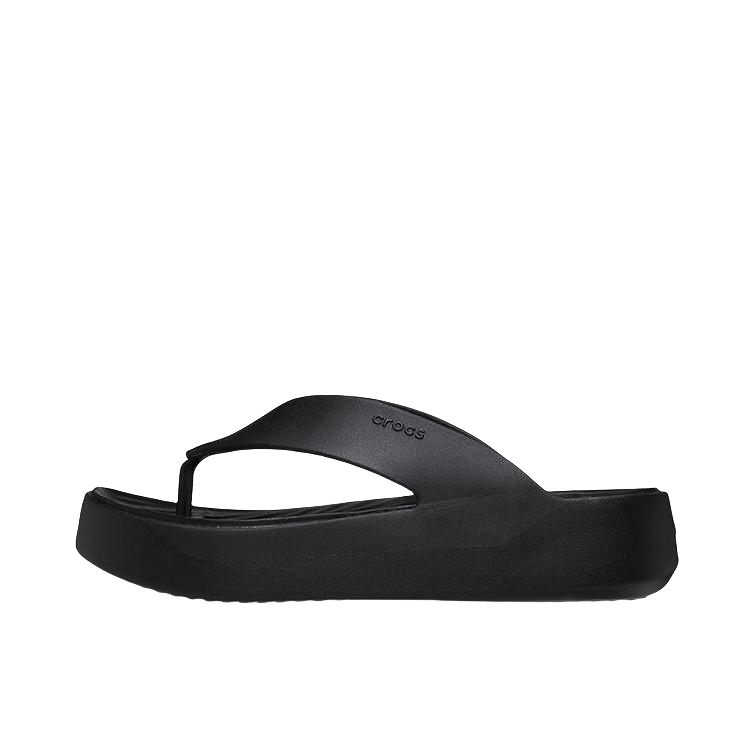 推荐商品：Crocs/卡骆驰 Getaway Platform 慕斯 舒适 时尚简约 中跟 夹脚 户外 防磨 沙滩鞋 人字拖 拖鞋 黑色