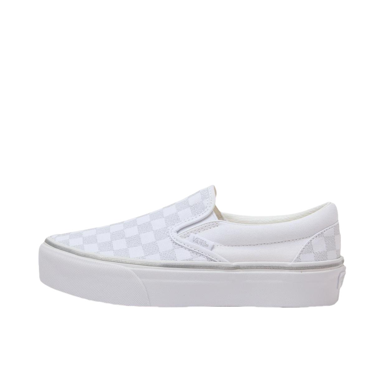 推荐商品：Vans/范斯 Classic Slip-on 防滑 简约 棋盘格 一脚蹬 百搭 休闲 帆布鞋 白色/透气灰/棋盘格