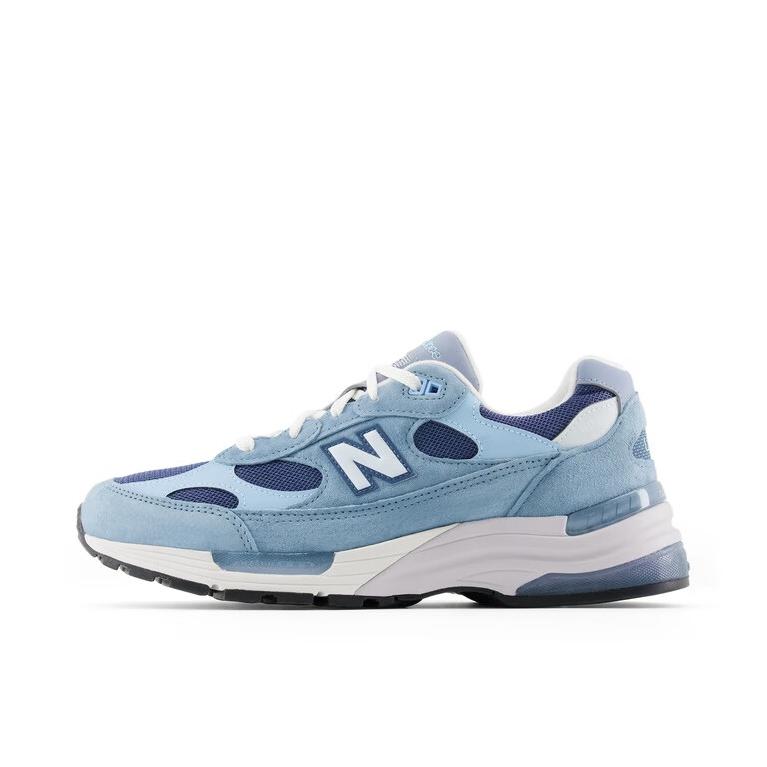 推荐商品：New Balance 992 跑鞋 减震防滑耐磨舒适透气网布织物人造革复古合成革圆头 蓝色 