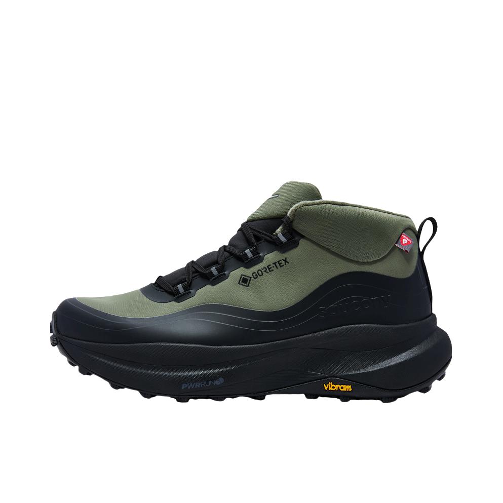推荐商品：Saucony/索康尼 XODUS HIKE GTX MID 户外鞋 运动缓震系带 绿色/黑色