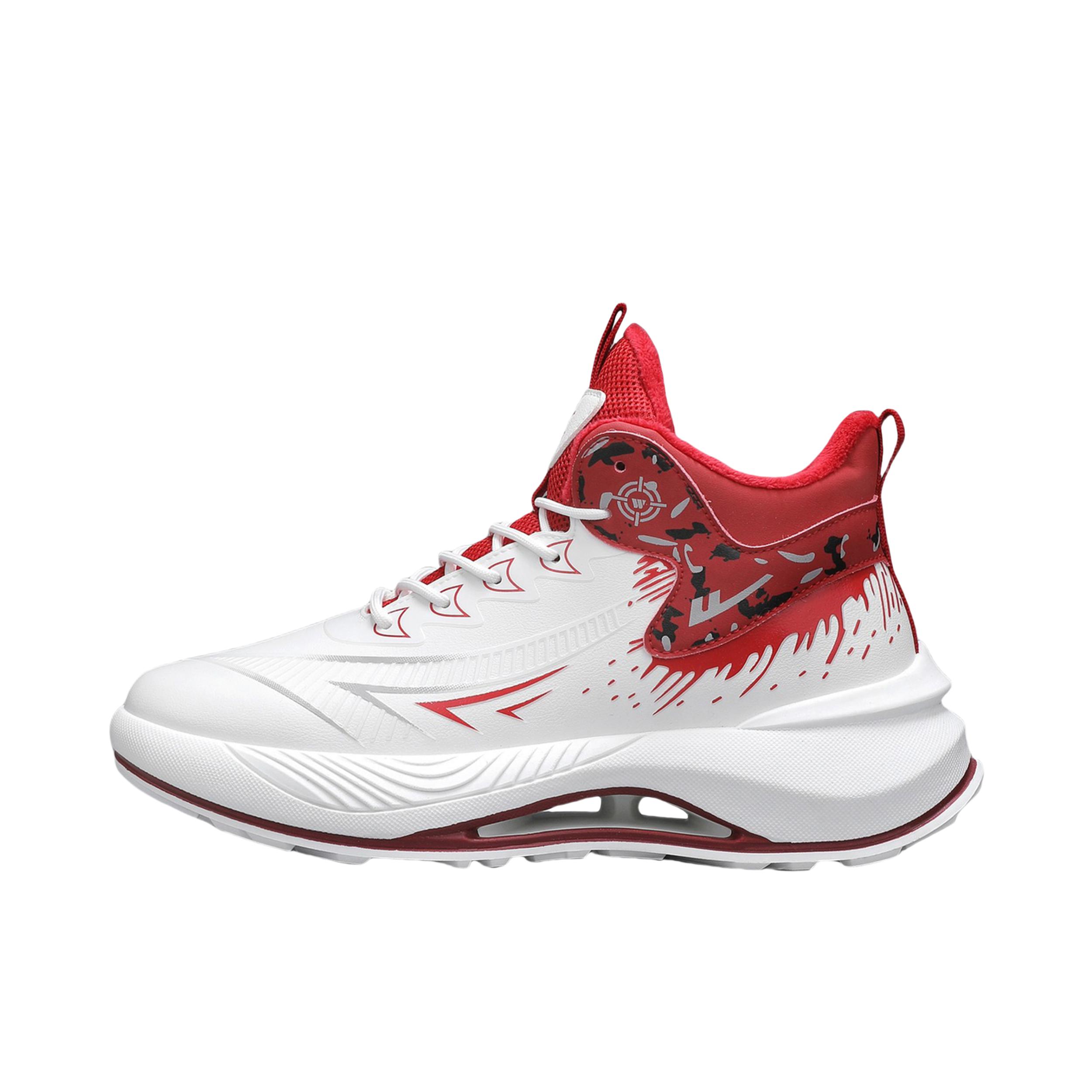 推荐商品：回力 简约 减震 包裹性 抗扭 篮球鞋 WXY(S)-4619L 加绒/米色/红色