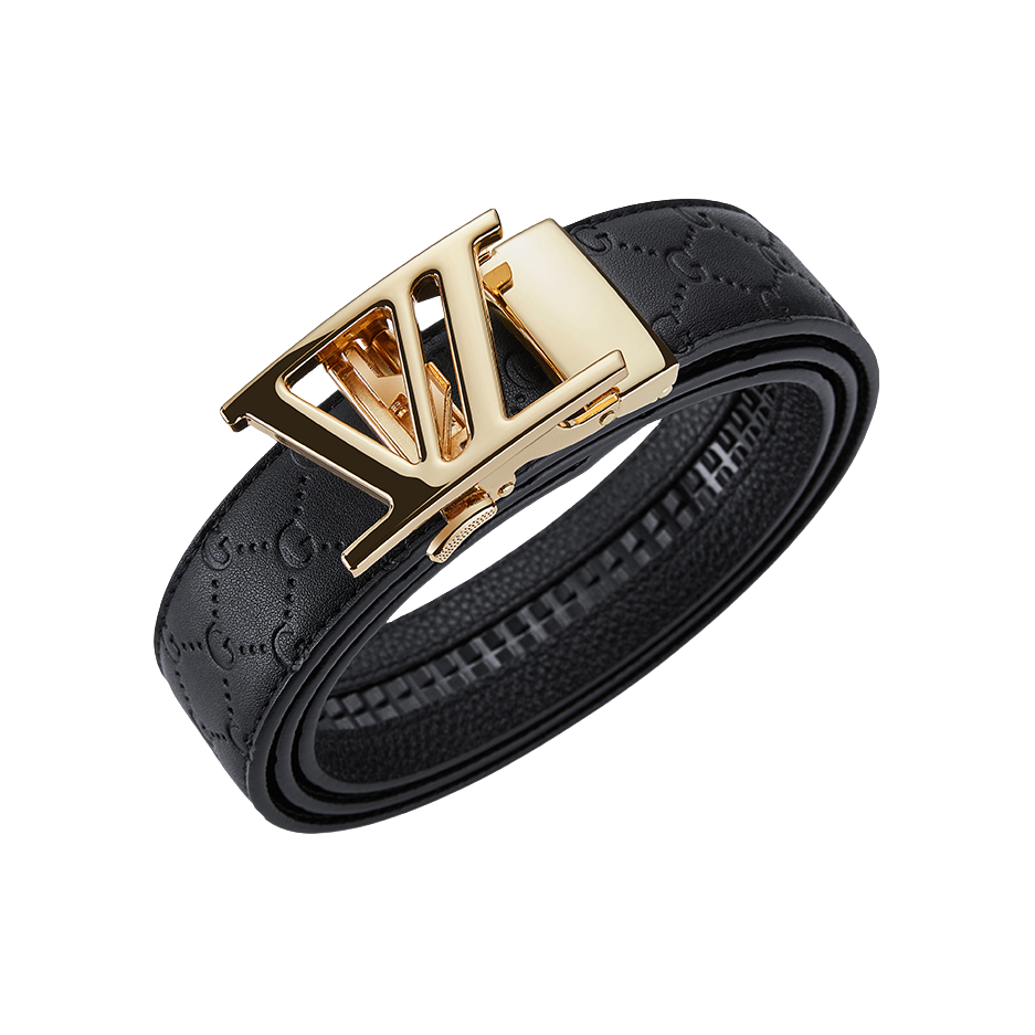 推荐商品：古士旗 压花头层牛皮自动扣皮带 80965A