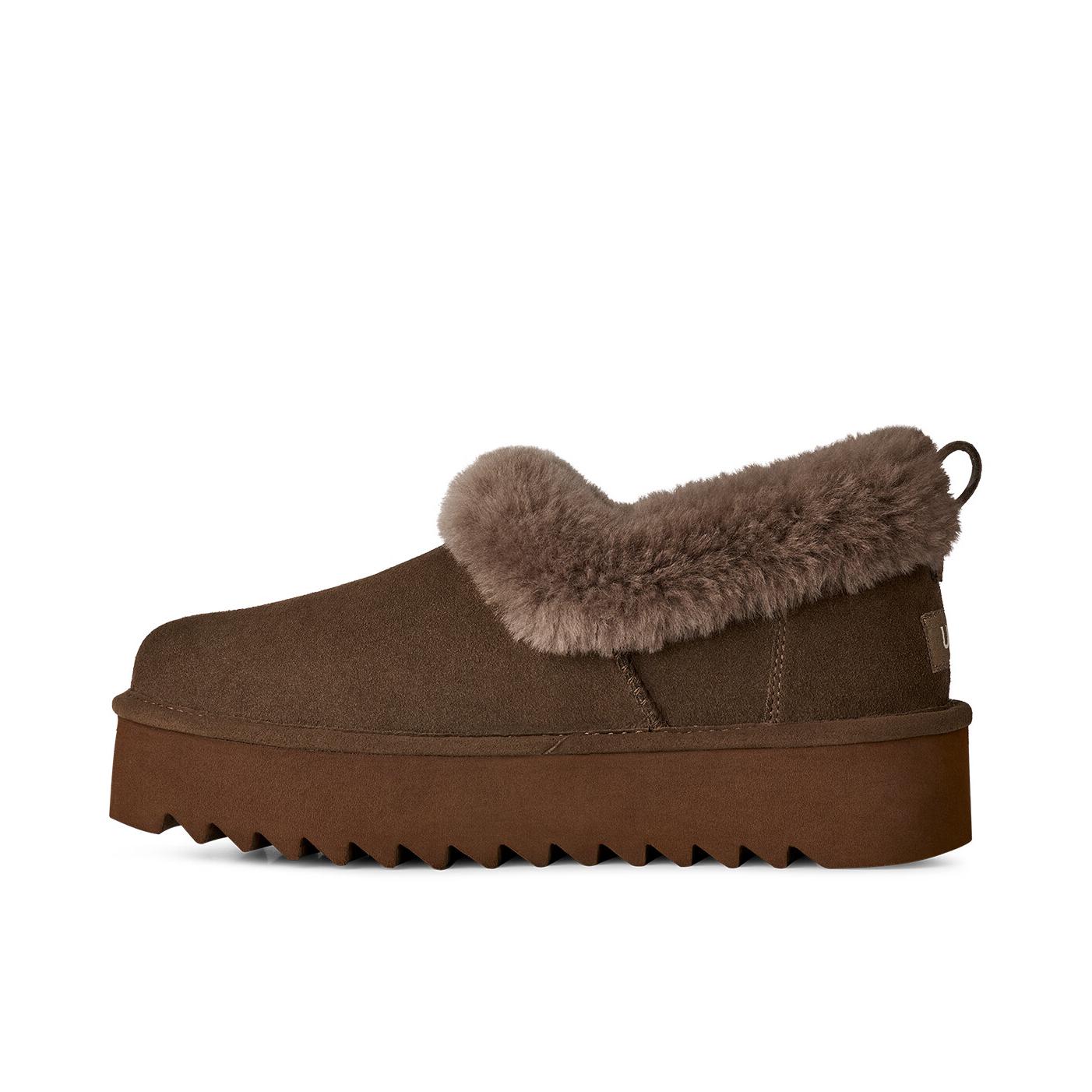 推荐商品：UGG  I-Nita Platform  妮塔  加绒 茸茸毛鞋领 厚底 圆头 百搭时尚  雪地靴 毛毛鞋 女款/深太妃糖棕色