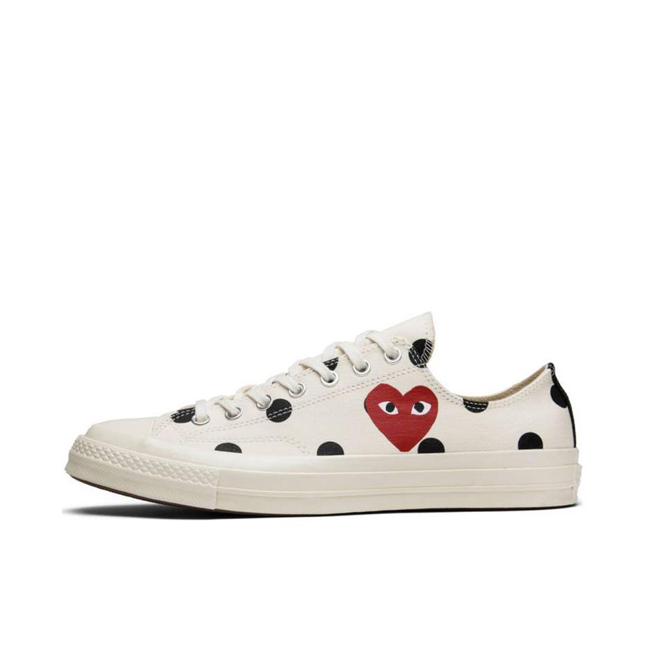 推荐商品：Converse/匡威 1970s 帆布鞋 圆头防滑经典复古轻便时尚拼接百搭 FloralWhite CDG联名/低帮/白色波点