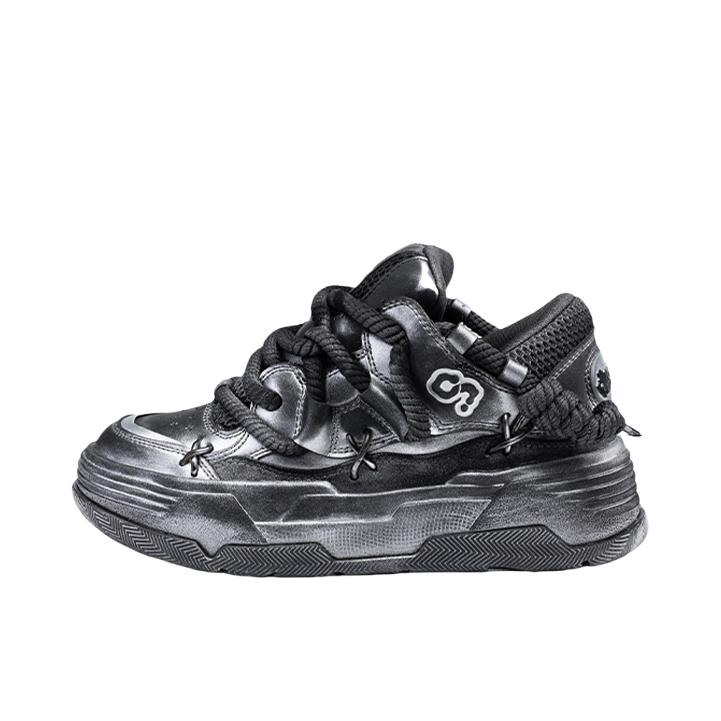 推荐商品：CN SKATE 潮流百搭 舒适透气 防滑耐磨 增高厚底 面包鞋 运动休闲鞋 222112 银色/黑色