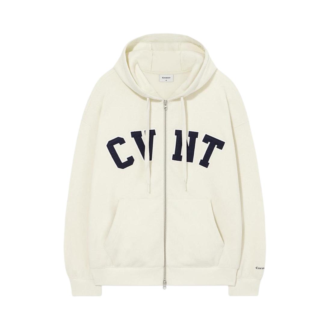 推荐商品：Covernat 毛毡刺绣贴花长袖拉链连帽卫衣 CO2504JK13IV 象牙
