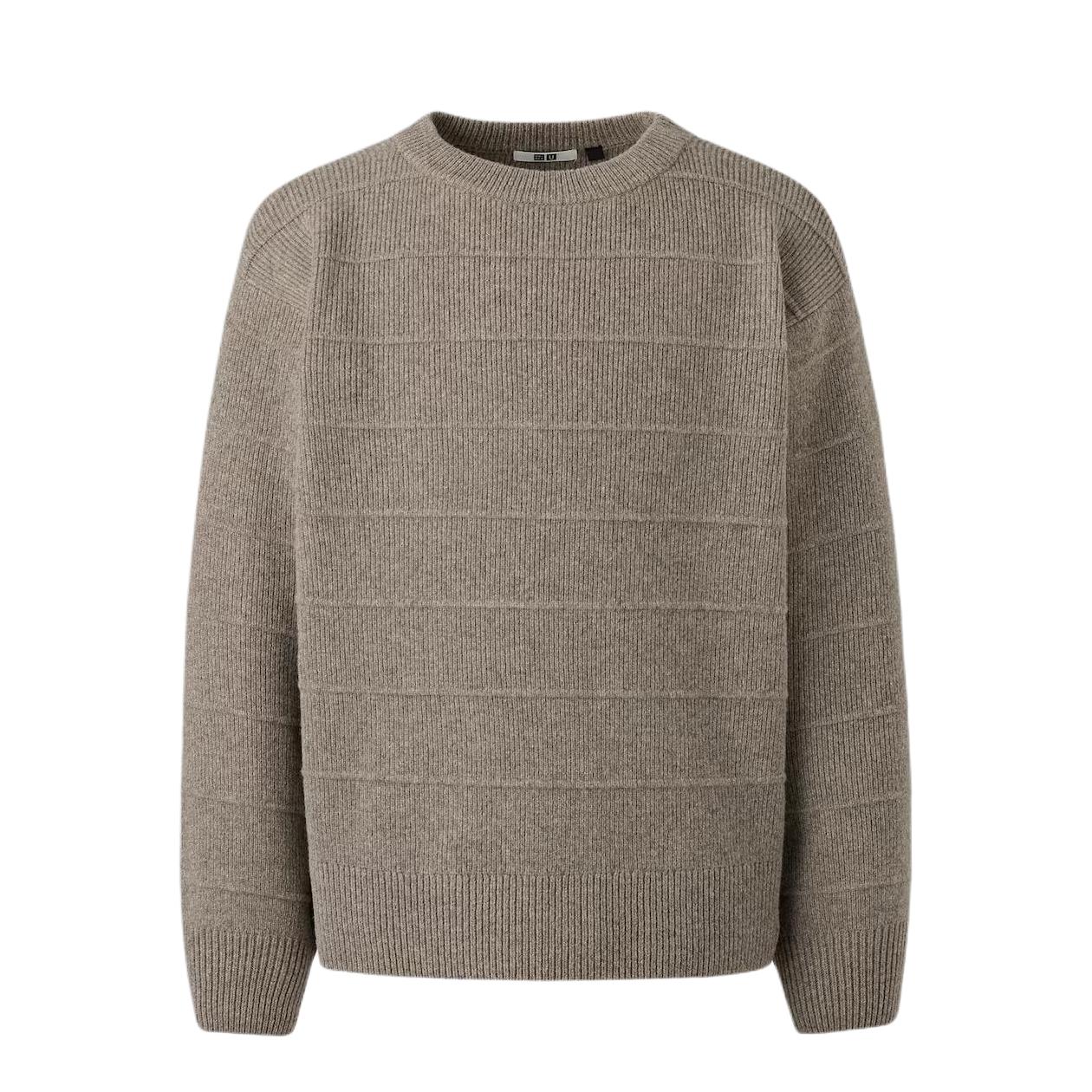 UNIQLO/优衣库 U系列绵羊毛柔软针织长袖毛衣 479832 卡其