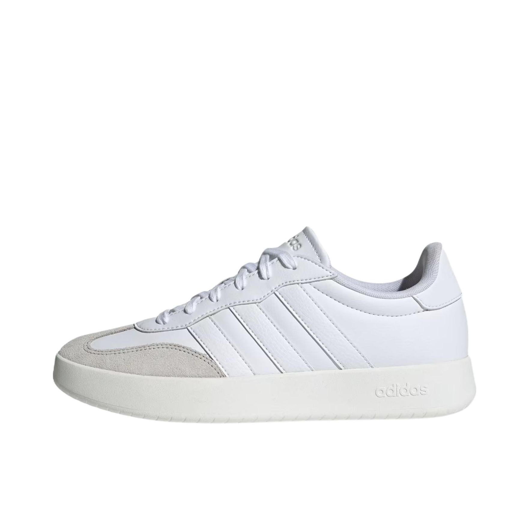 推荐商品：adidas Barreda 运动休闲鞋 T头鞋 德训鞋 低帮复古支撑平跟圆头 白色/浅灰色