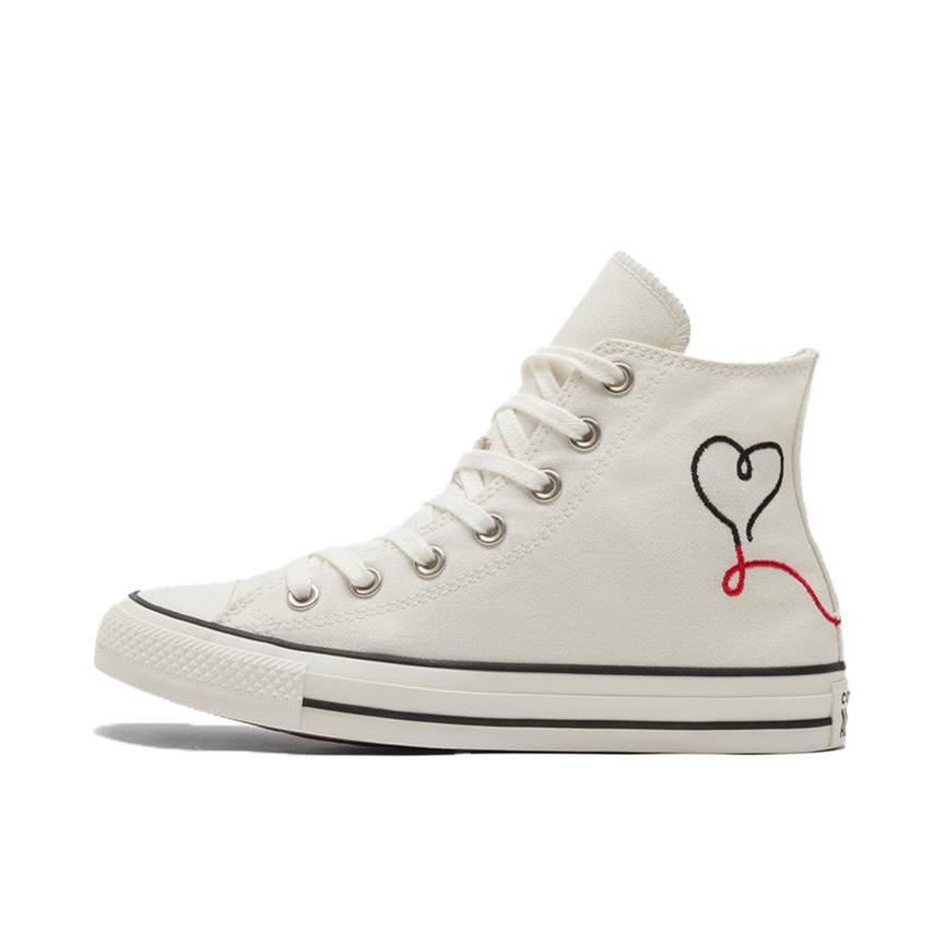 推荐商品：Converse/匡威 Chuck Taylor All Star 帆布鞋 常青款轻便防滑耐磨百搭复古圆头减震贴合高帮 情人节限定/米白爱心