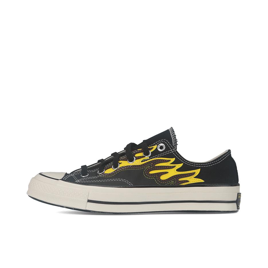 推荐商品：Converse/匡威 1970s 帆布鞋 圆头防滑经典复古轻便时尚拼接百搭 火焰印花/黑色/黄色