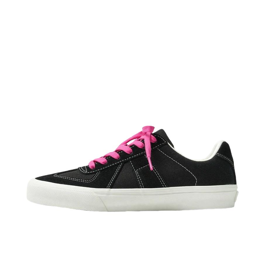 极路客 滑板鞋 德训鞋 板鞋 减震透气美式复古生胶底情侣休闲运动 黑色/粉色