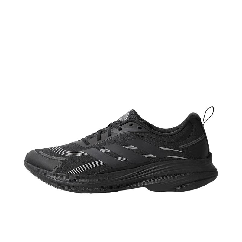 推荐商品：adidas 跑鞋 网面透气缓震休闲 一号黑/碳黑色/铁灰色
