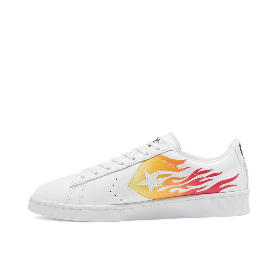 Converse/匡威 Pro Leather 复古 经典 防滑耐磨 运动 减震 板鞋 白色/火焰
