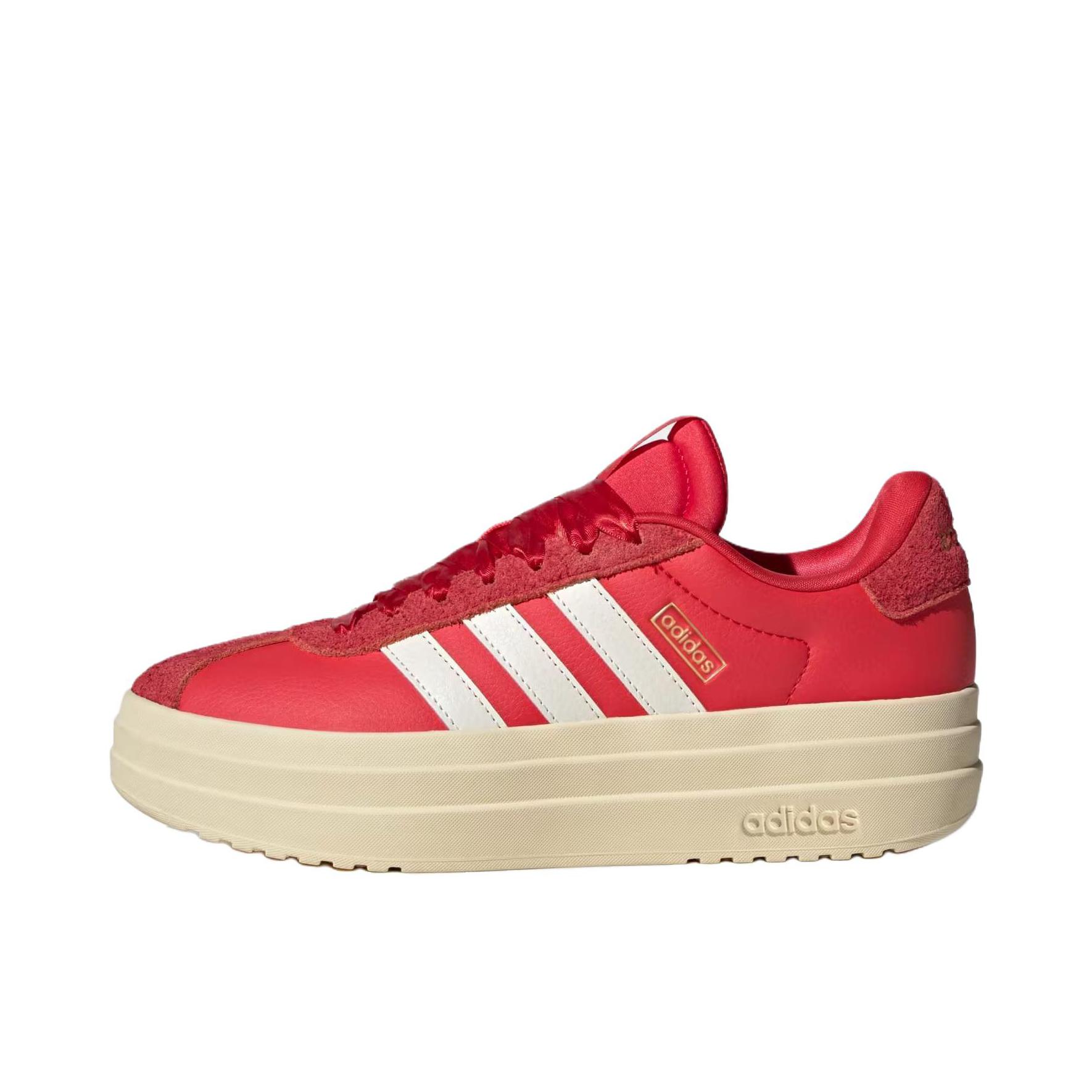 推荐商品：adidas VL Court Bold T头鞋 德训鞋 板鞋 舒适百搭复古防滑耐磨轻便厚底增高贴合圆头 女款/深红色