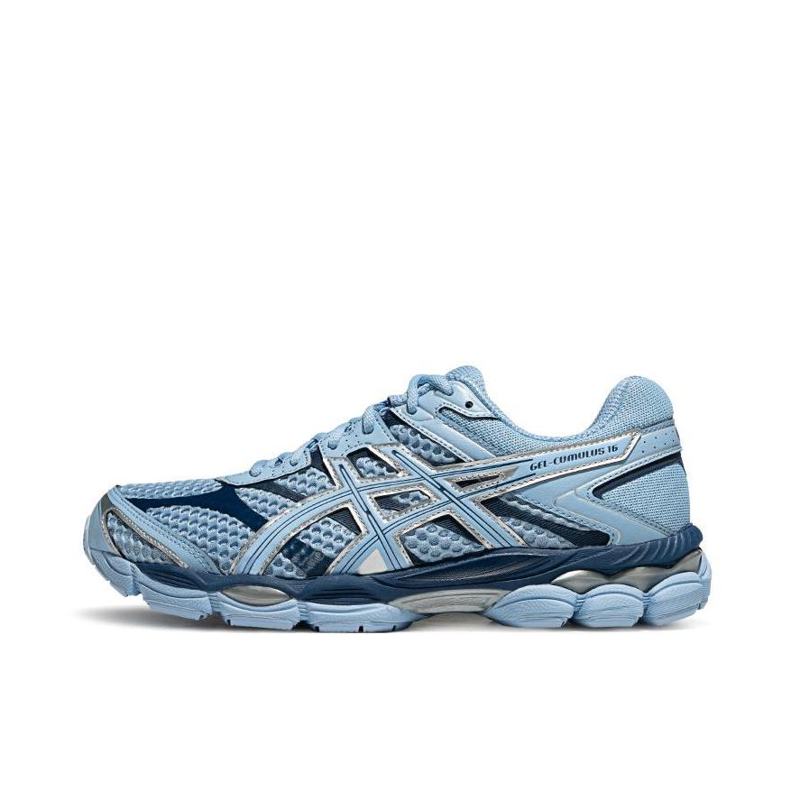 推荐商品：Asics/亚瑟士 Gel-cumulus 16 跑鞋 透气舒适减震耐磨百搭贴合圆头 蓝色/银色