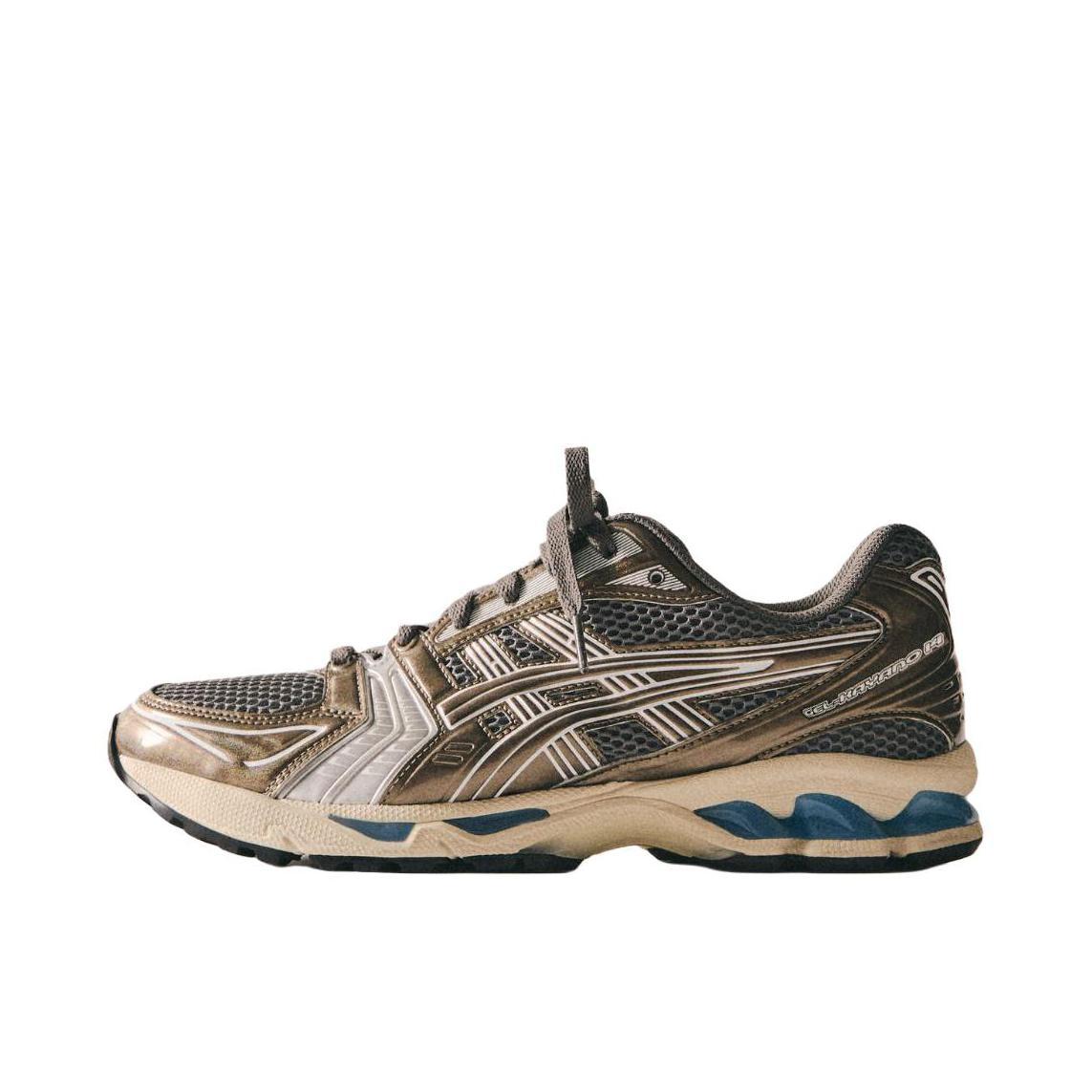 推荐商品：Asics/亚瑟士 Gel-Kayano 14 跑鞋 舒适减震防滑耐磨网面百搭复古慢跑 KITH联名/暗金色/黑色
