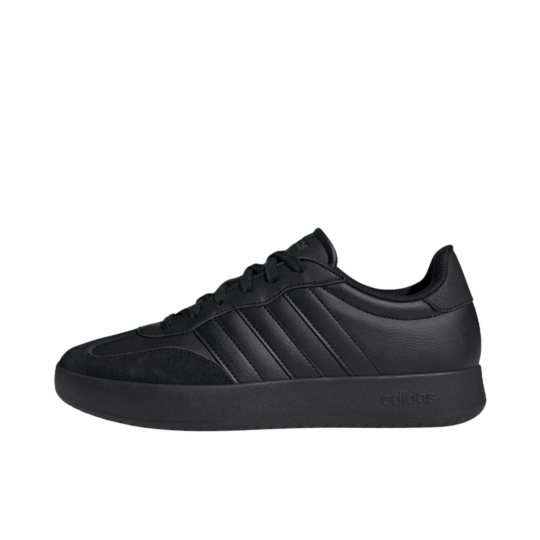 推荐商品：adidas Barreda 运动休闲鞋 T头鞋 德训鞋 低帮复古支撑平跟圆头 黑色 
