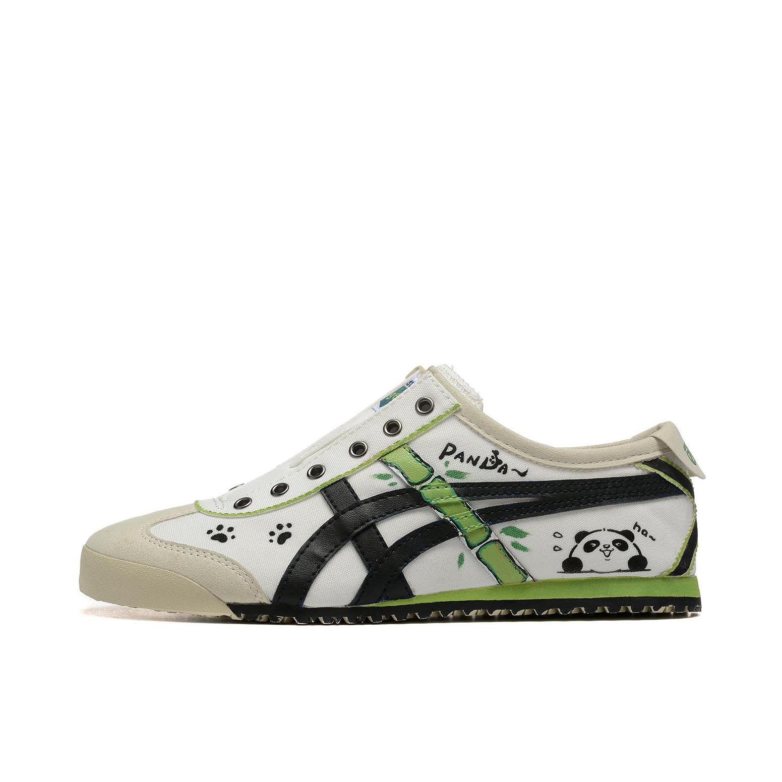 推荐商品：【定制球鞋】Onitsuka Tiger Mexico 66 Slip-on 舒适轻便 防滑耐磨 防水 合成革 手绘 织物 一脚蹬 包裹性 德训鞋 增高 运动休闲鞋 熊猫踪迹