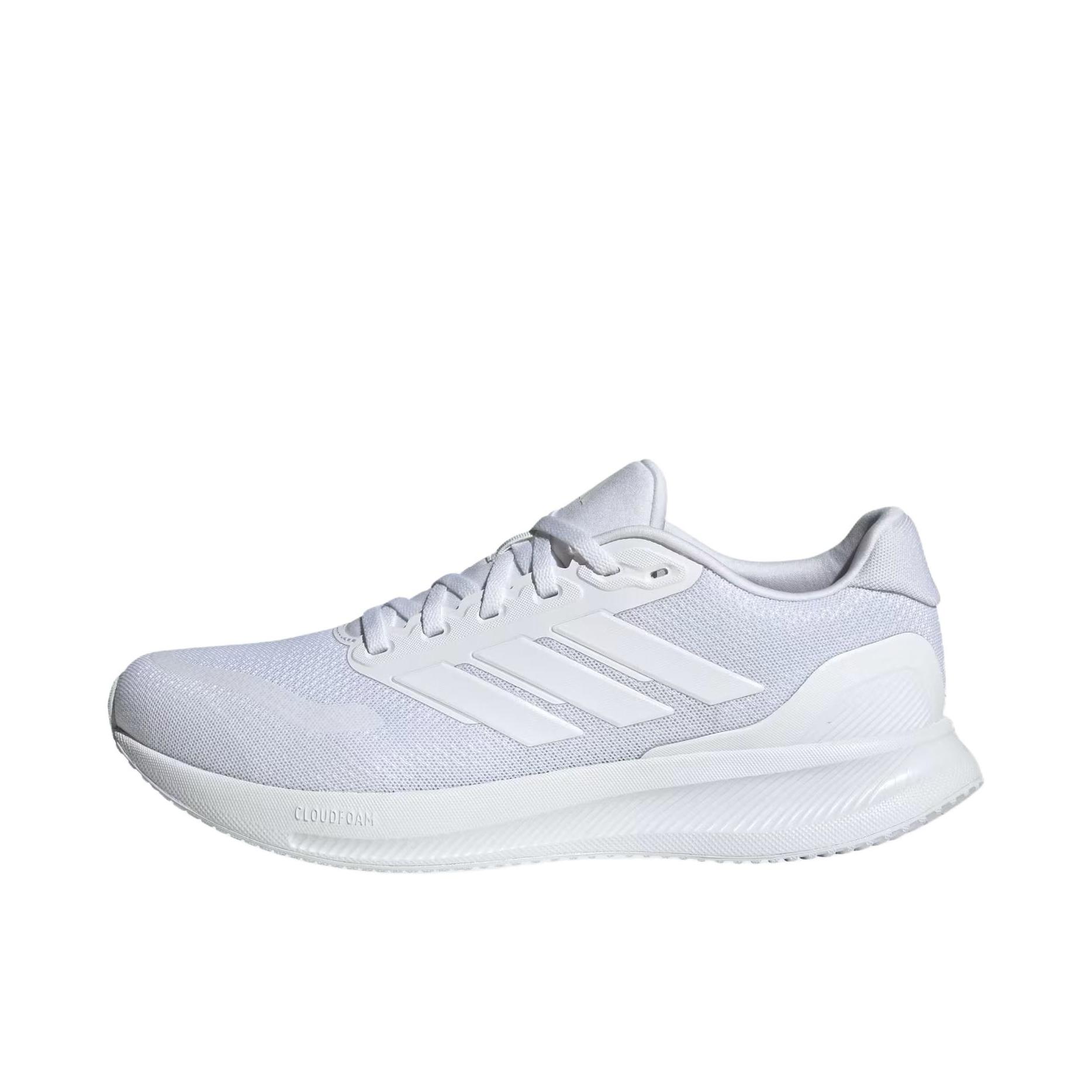 推荐商品：adidas RUNFALCON 5 跑鞋 轻便缓震回弹网面透气防滑耐磨支撑贴合 宽楦/白色