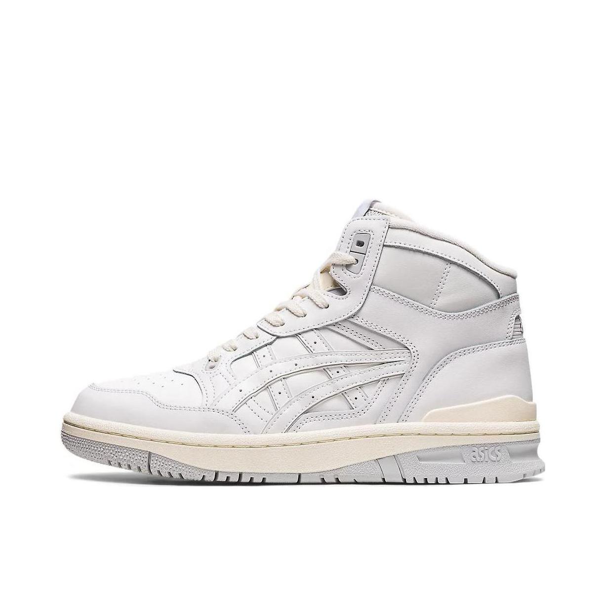 推荐商品：Asics/亚瑟士 EX89 减震防滑 舒适耐磨 透气 圆头 休闲运动 时尚 防水 简约复古 合成革 板鞋 高帮/白色/灰色