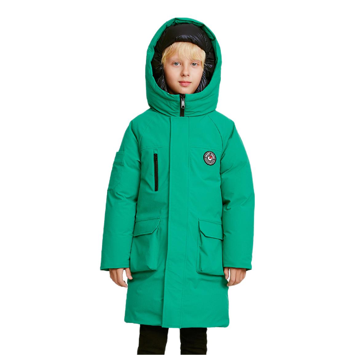 推荐商品：Nanny Goose/保姆鹅童装 防风保暖加厚长款羽绒服 大童 NM2544 高尔夫绿