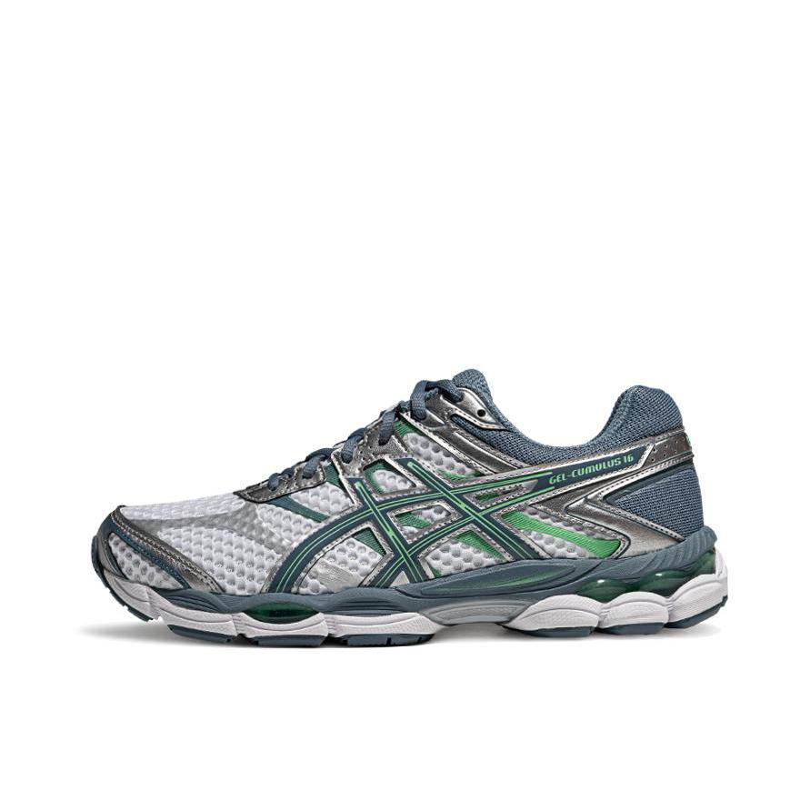 推荐商品：Asics/亚瑟士 Gel-cumulus 16 跑鞋 透气舒适减震耐磨百搭贴合圆头 绿色