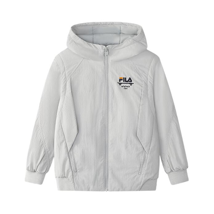 推荐商品：FILA/斐乐童装 印花保暖连帽长袖棉服 男中小童 K11B541904F 仿旧灰