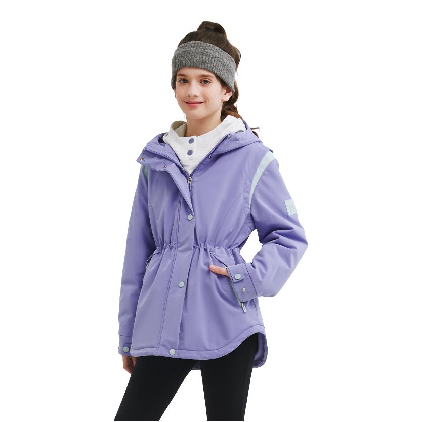 推荐商品：souhait/水孩儿童装 拉链直筒连帽长袖冲锋衣 女中大童 TMSHSDGD01CC543 藤紫