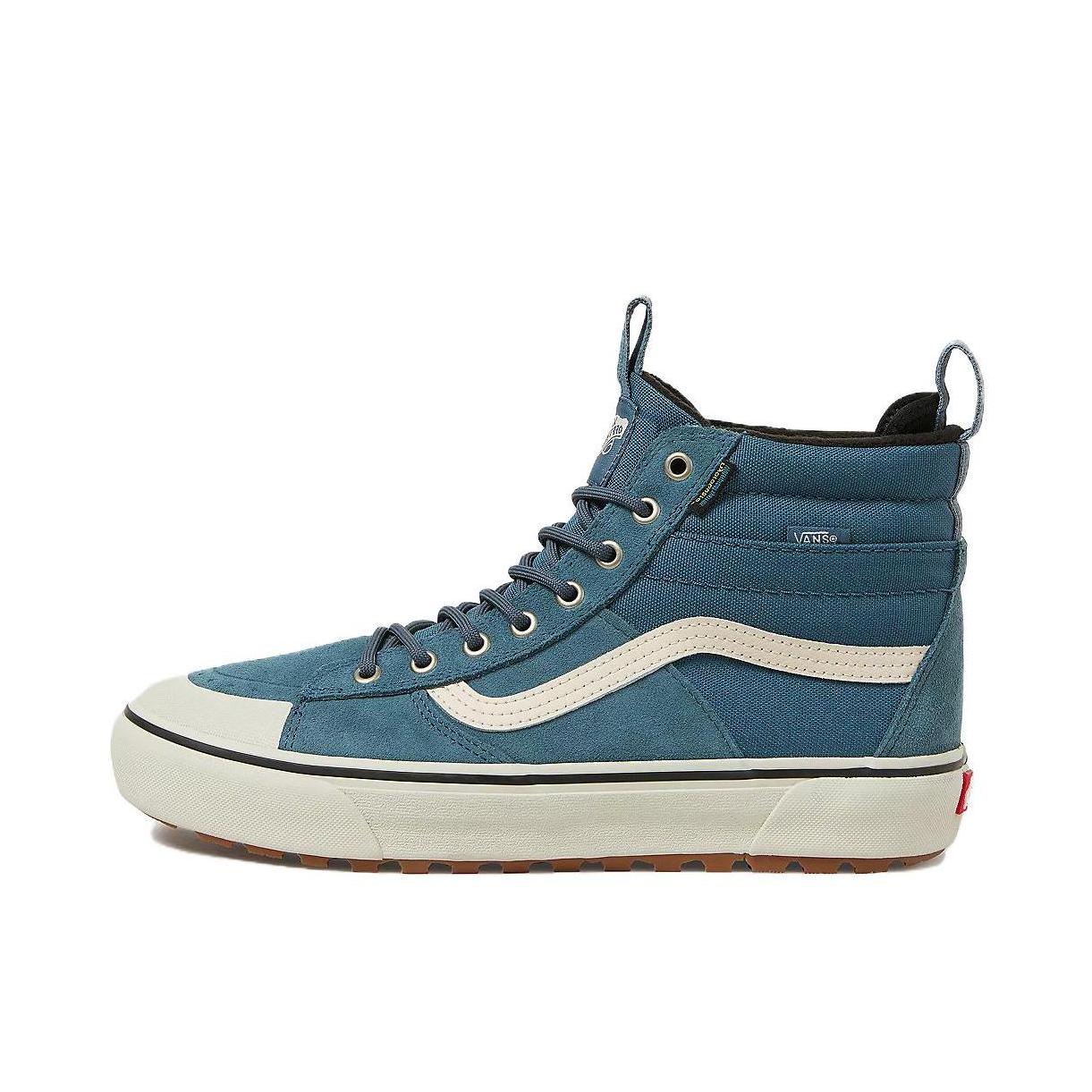 推荐商品：Vans/范斯 SK8-Hi 板鞋 潮流经典拼接复古街头厚底 深蓝色/白色/棕色