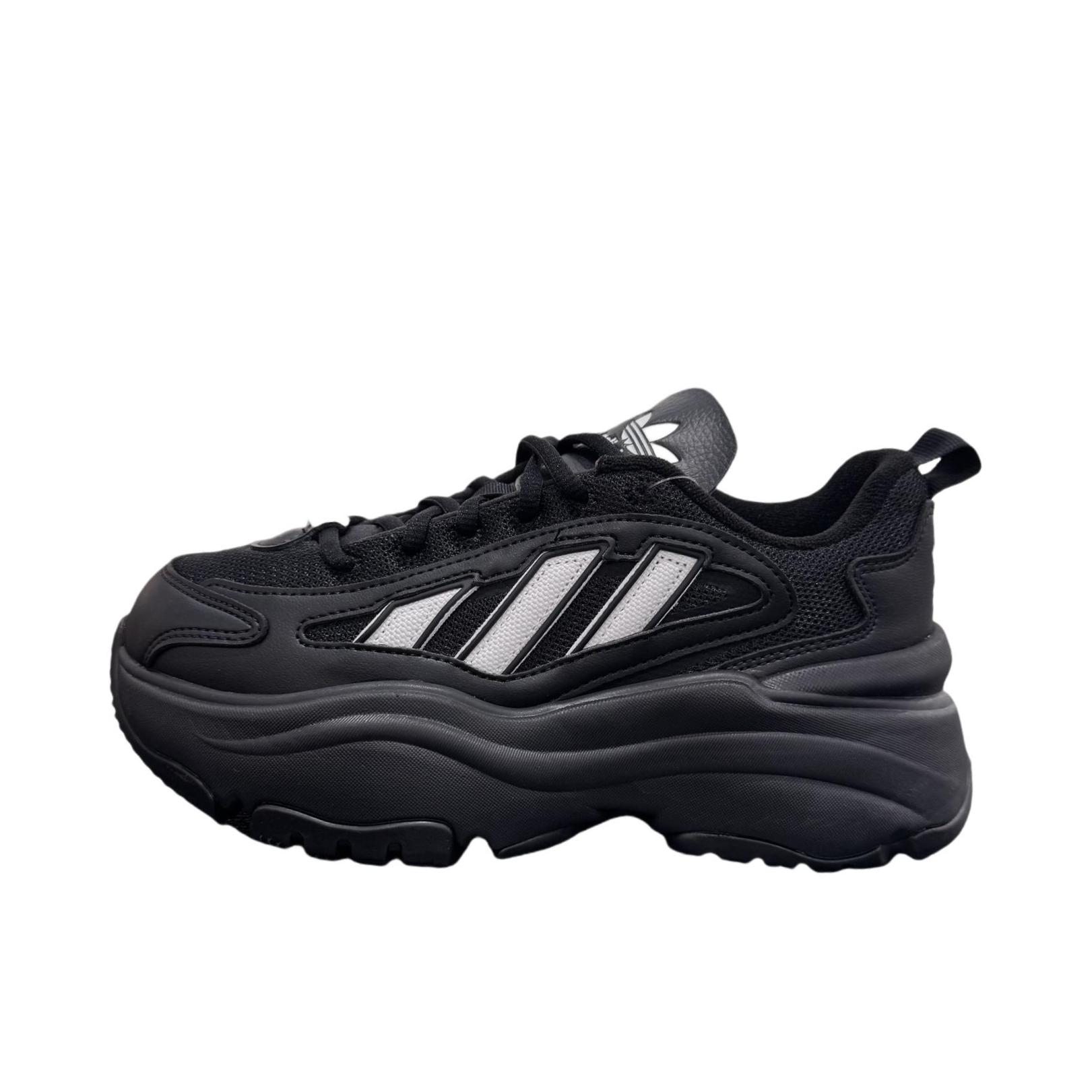 推荐商品：adidas Originals  Ozgaia  防滑耐磨 减震 网面透气 厚底  增高鞋 老爹鞋 女款/煤炭黑/白色
