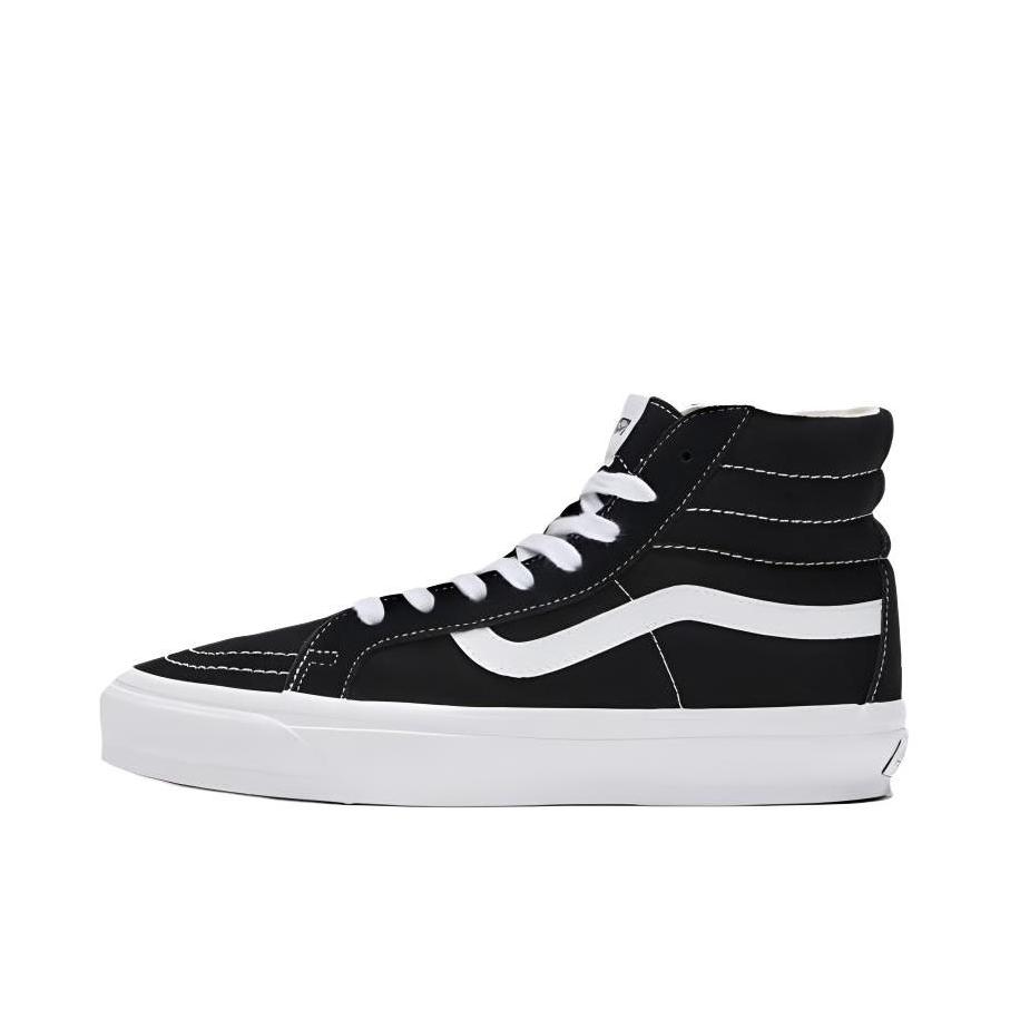 推荐商品：Vans/范斯 SK8-Hi 板鞋 潮流经典拼接复古街头厚底 亮黑/白色