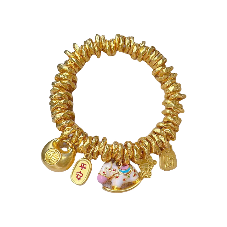 推荐商品：奢赞 旋转木马盘缠足金手链