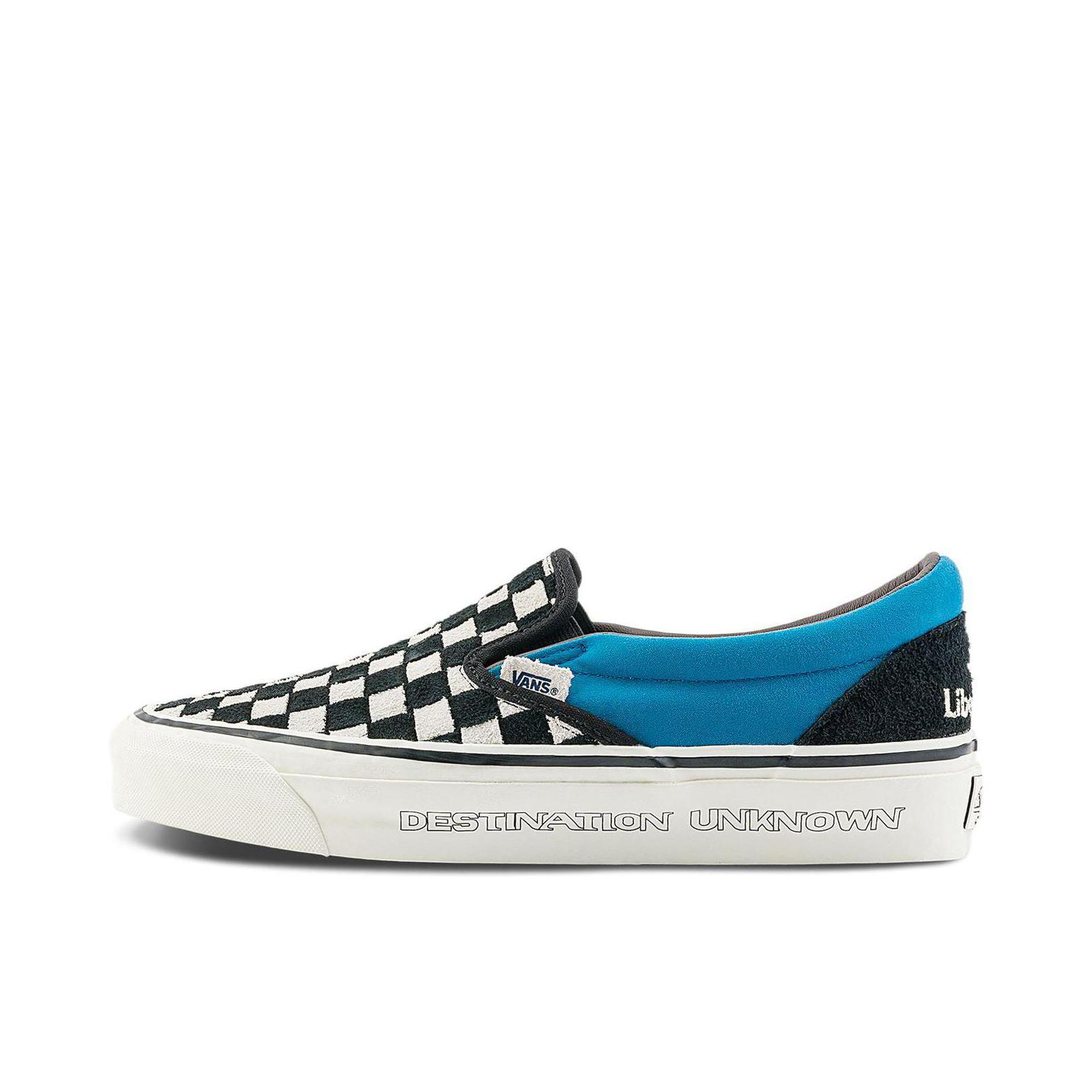 推荐商品：Vans/范斯 Classic Slip-on 防滑 简约 棋盘格 一脚蹬 百搭 休闲 帆布鞋 Liberaiders 联名/低帮/蓝色/黑色