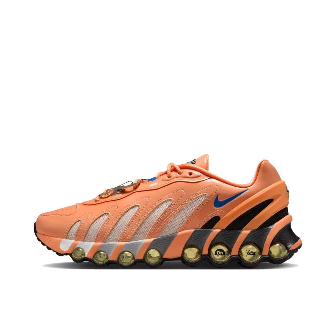 推荐商品：Nike Air Max DN8 跑鞋 时尚百搭防滑耐磨网面透气舒适气柱减震轻便贴合赤足体验支撑耐用耐穿 Patta联名/橙色