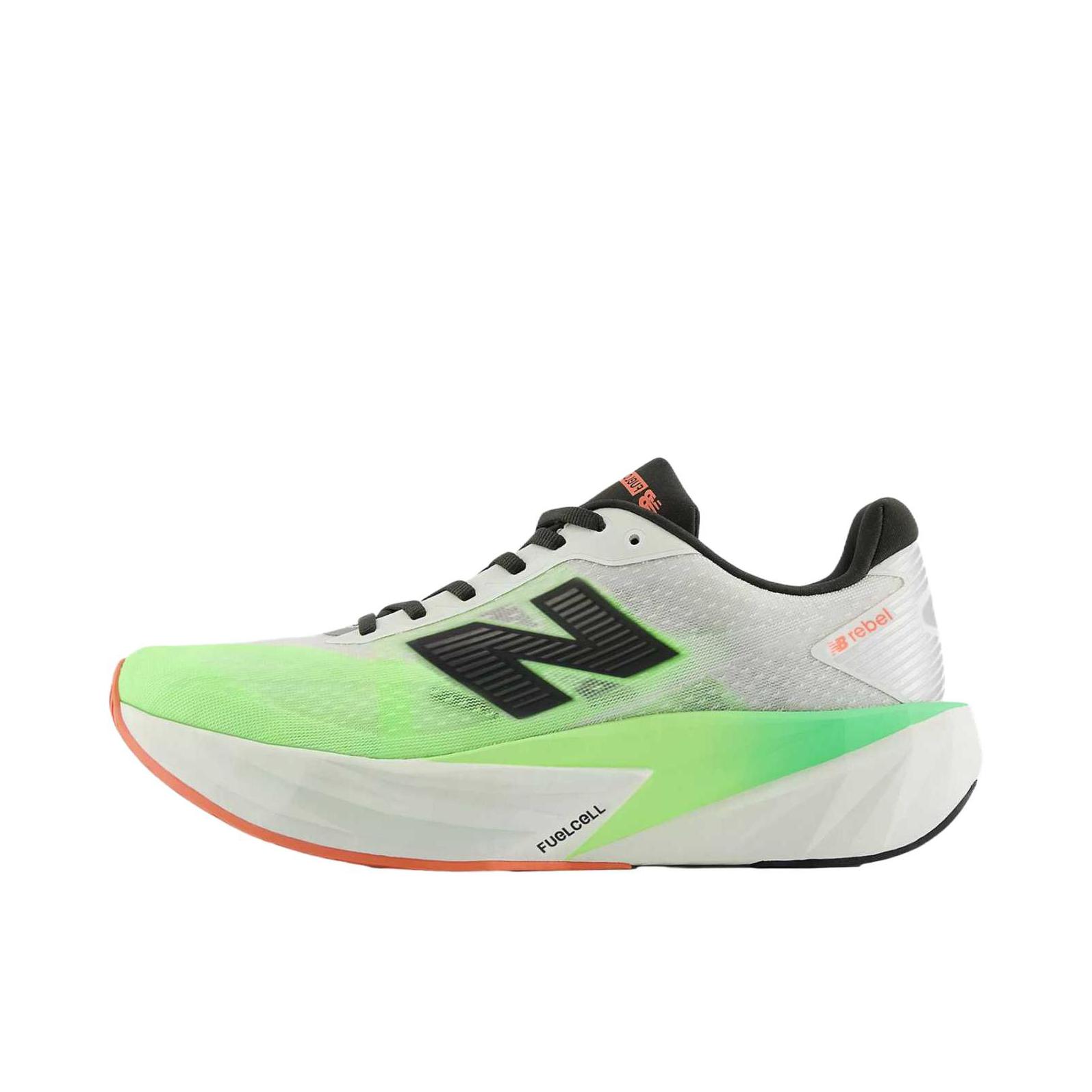 推荐商品：New Balance FuelCell Rebel v5 跑鞋 轻量竞速支撑回弹缓震减震轻便速训稳健抓地韧弹贴合稳固耐用 D宽/白色/绿色