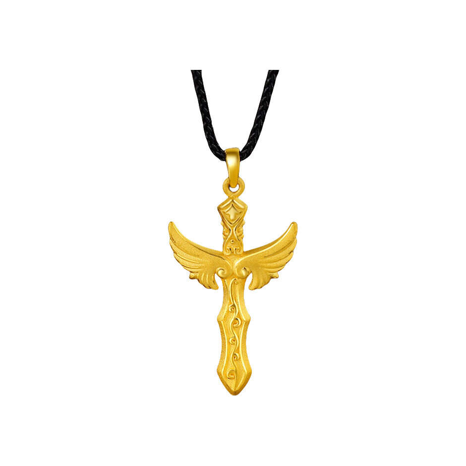 推荐商品：喜金 天使翅膀十字架足金项链