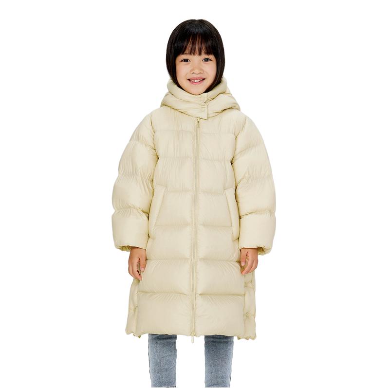 推荐商品：jnby by JNBY童装 保暖轻盈长款羽绒服 中大童 1OAC10760 浅豆黄