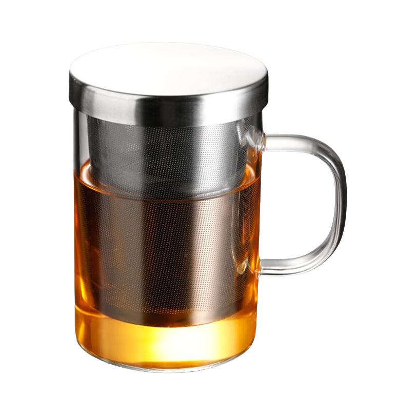 推荐商品：餐将军 500ml 高硼硅玻璃 不锈钢过滤茶杯