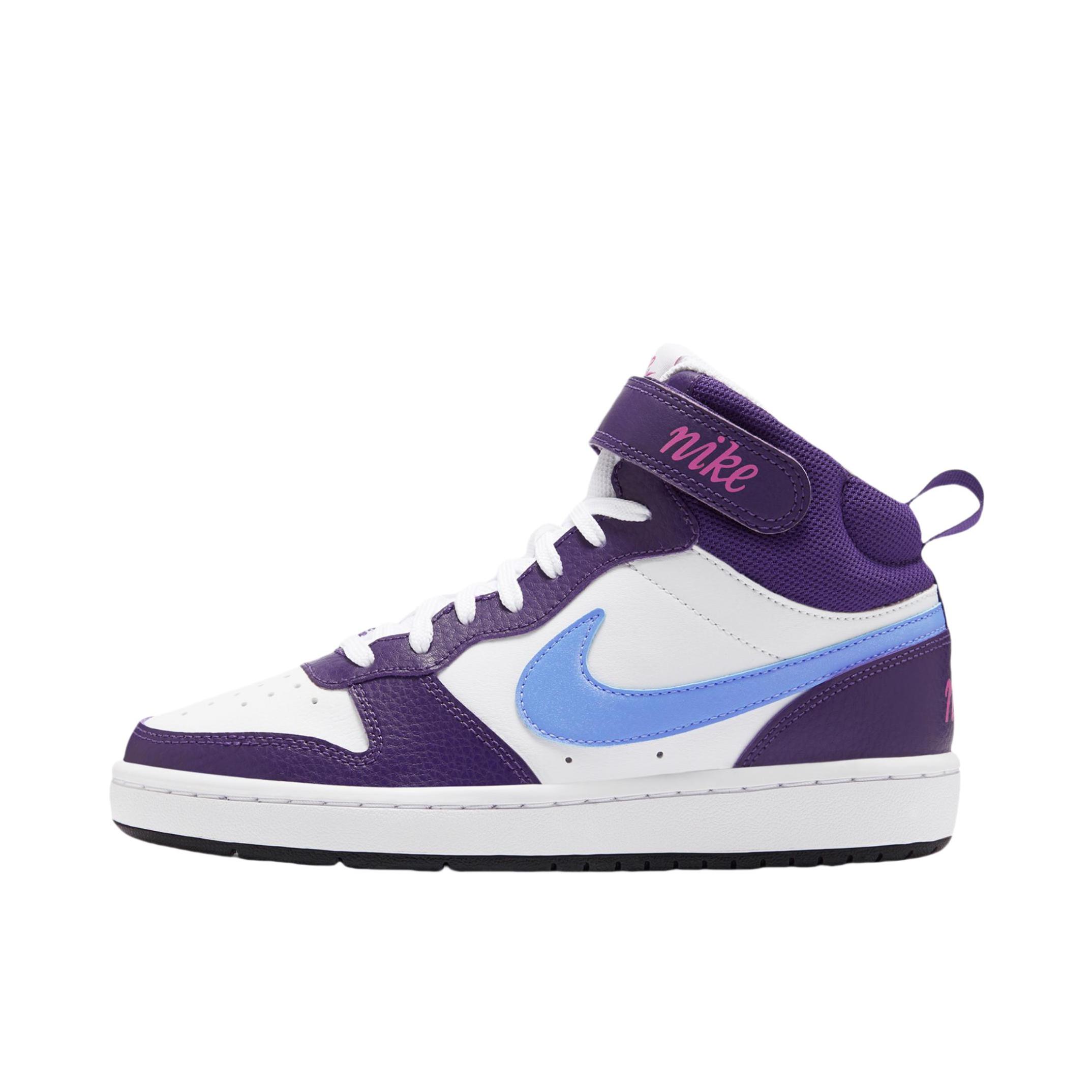 推荐商品：Nike Court Borough 2 板鞋 复古时尚支撑舒适百搭轻便防滑 大童/白色/紫葡萄