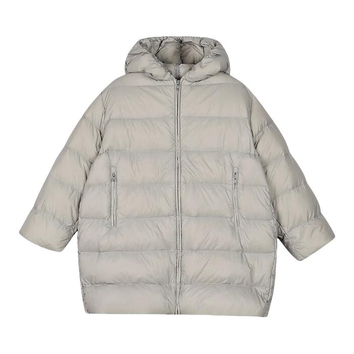 推荐商品：jnby by JNBY童装 中长款连帽保暖加厚柔软羽绒服 中大童 1NBC13650 浅米灰