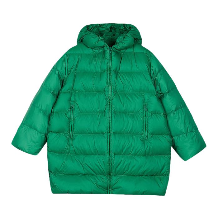 推荐商品：jnby by JNBY童装 中长款连帽保暖加厚柔软羽绒服 中大童 1NBC13650 翠绿