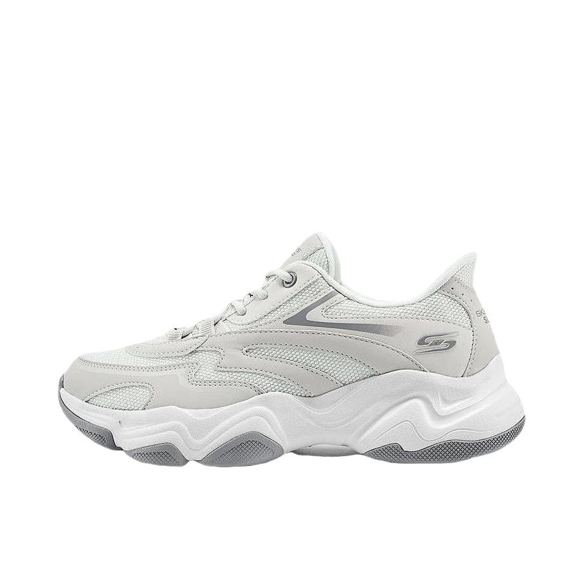 推荐商品：Skechers/斯凯奇 DLITES 老爹鞋 闪穿鞋 复古厚底轻便透气一脚蹬 女款/白色/灰色