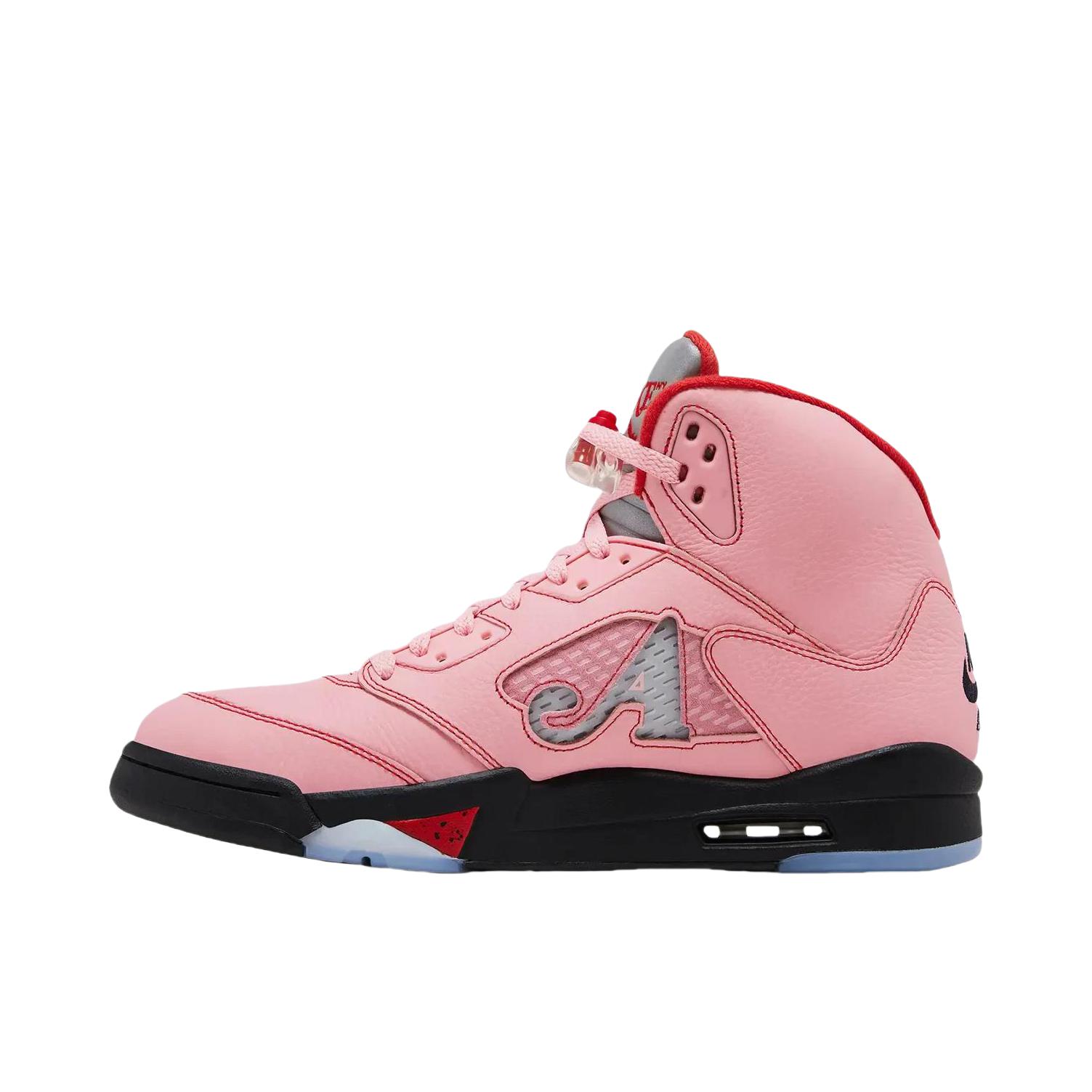 推荐商品：Air Jordan 5 运动休闲鞋 复古潮流透气防滑耐磨缓震实战支撑包裹性 Awake NY联名/粉色