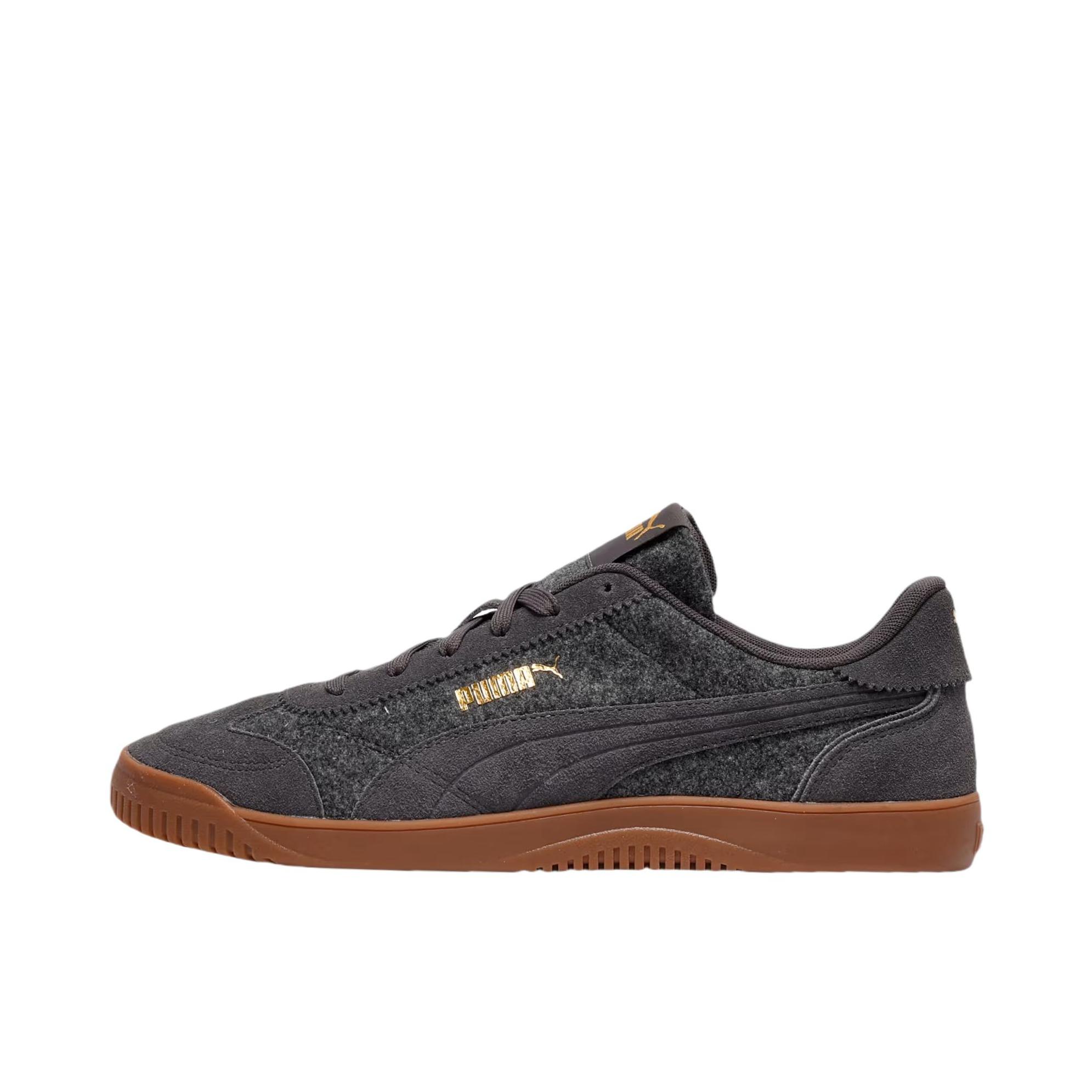 推荐商品：Puma/彪马 Club 5v5 板鞋 T头拼接复古百搭防滑耐磨薄底舒适缓震 黑色/棕色