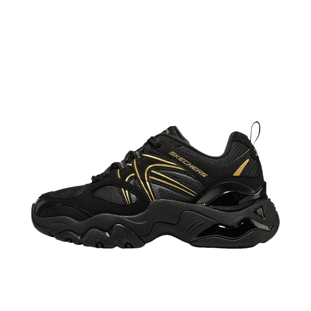 推荐商品：Skechers/斯凯奇  D'Lites 3.0  老爹鞋 熊猫鞋 复古厚底增高支撑 女款/曜石黑/金色