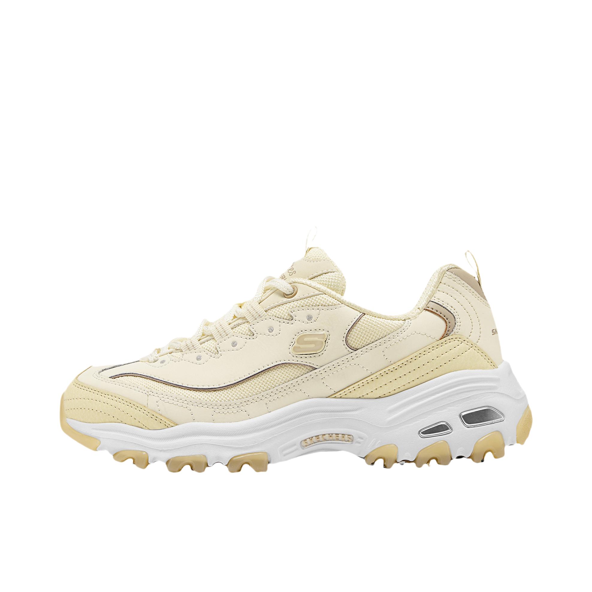 推荐商品：Skechers/斯凯奇 D'Lites 1.0 奶茶熊 熊猫鞋 老爹鞋 闪穿鞋 厚底增高复古缓震百搭 女款/自然色/黄色