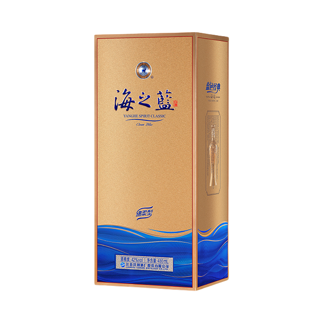 推荐商品：洋河 蓝色经典 海之蓝 旗舰版 480ml 42度 白酒 盒装 商务宴请婚宴自饮走亲口感绵柔纯粮浓香