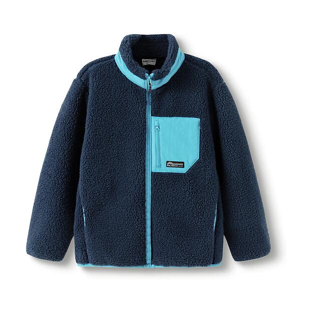 推荐商品：balabala/巴拉巴拉童装 摇粒绒拼接拉链加厚棉服 中大童 208424105212 深蓝